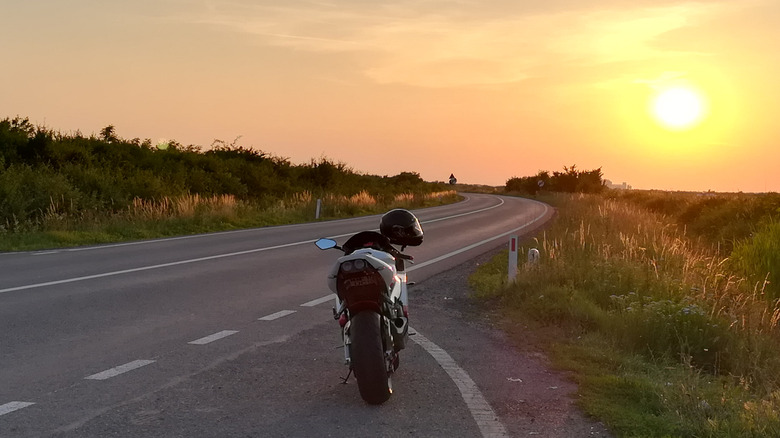 Nostalgic,Summer,Motorcycle,Sunset.